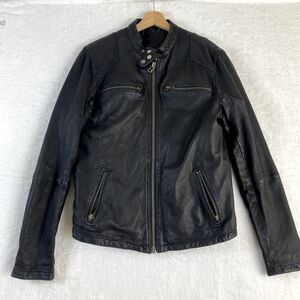 Goosecraft Leather Jacket Men's Sz M Black Sheep Leather Quilted Biker975